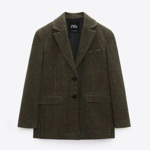 Zara Houndstooth Brown/black Blazer - Small